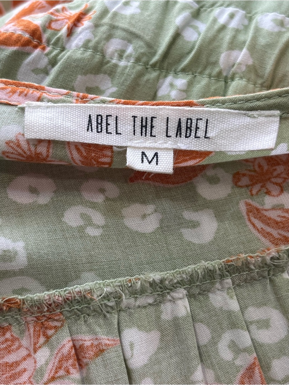 Abel The Label Floral Maxi Dress Medium Green Boho Tiered Rayon V Neck - Picture 9 of 12